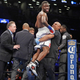 Richardson Hitchins celebrates after a boxing match against Mario Perez, of Mexico, Saturday, March 4, 2017, in New York. Hitchins stopped Perez in the second round.